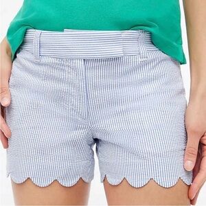 J Crew NWOT Women's Seersucker Scalloped Striped Cotton Short 8